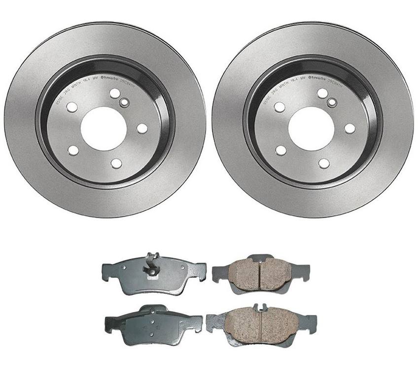 Mercedes Disc Brake Pad and Rotor Kit - Rear (300mm) (Ceramic) (EURO) 221423121207 - Akebono Euro Ultra-Premium 4121264KIT